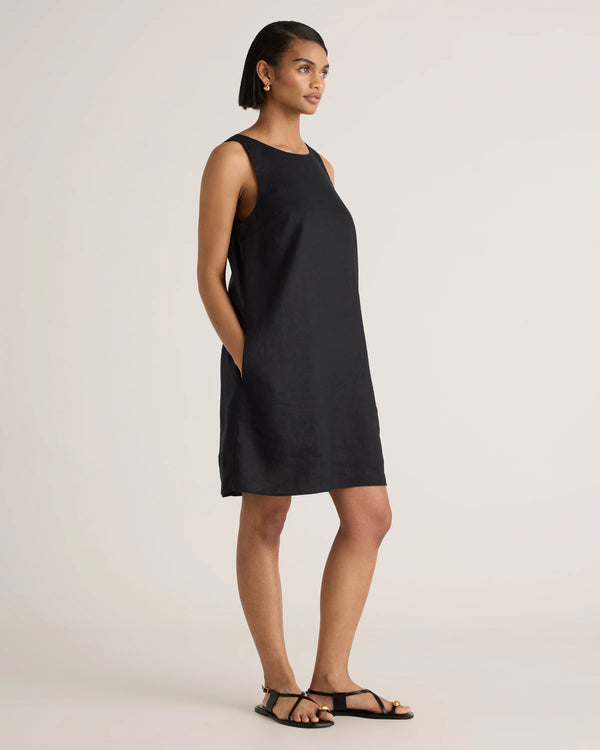 100% European Linen Tank Mini Dress - XS / Martini Olive