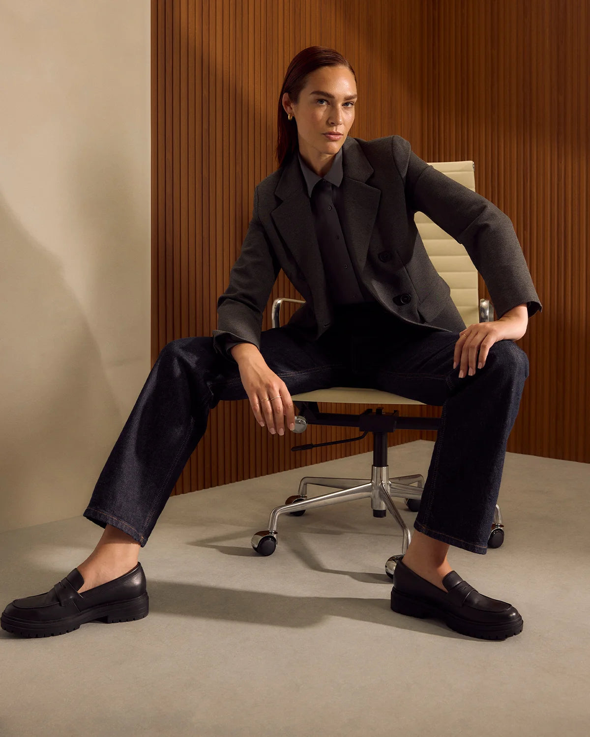 Italian Leather Lug Sole Loafer - 5 / Black Secondary image