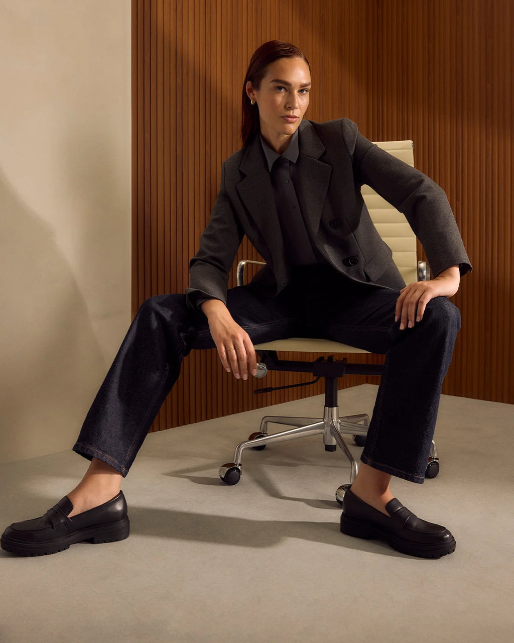 Italian Leather Lug Sole Loafer - 5 / Black