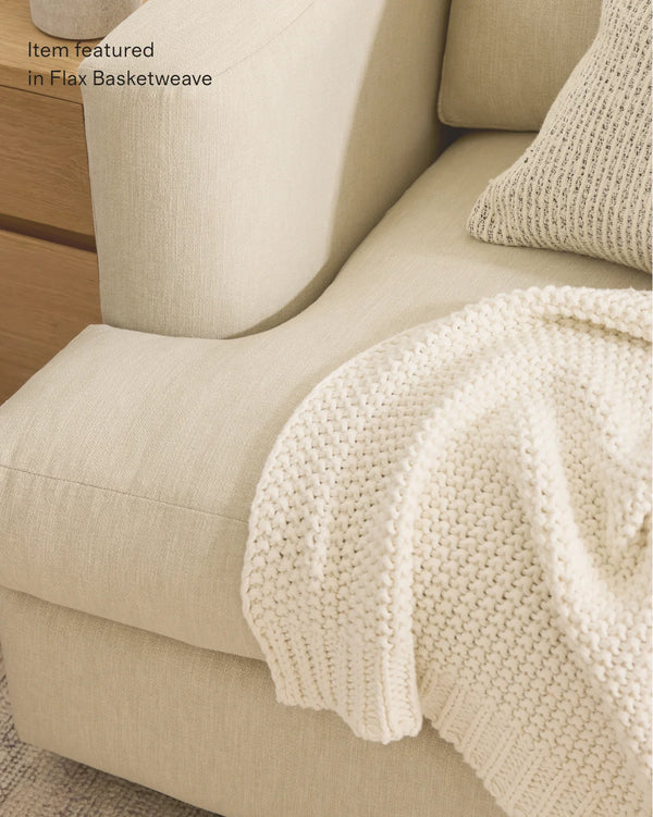 Sierra Curved Arm L Sectional in Performance Basketweave - Right Arm / Fog