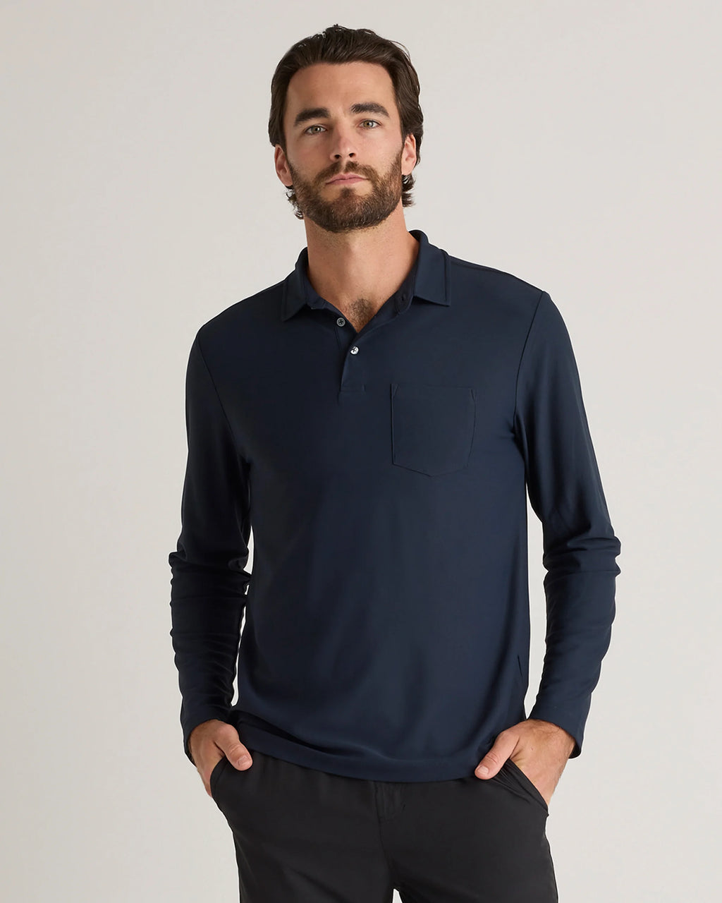 ProPique Performance Long Sleeve Polo - S / Navy