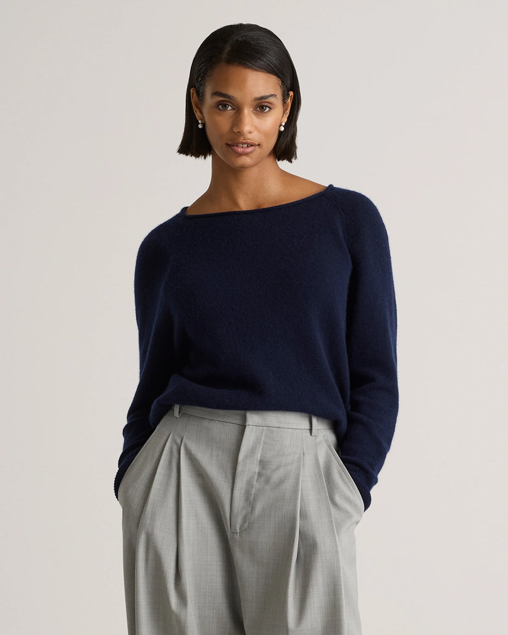 Mongolian Cashmere Boatneck Sweater - XS / Black