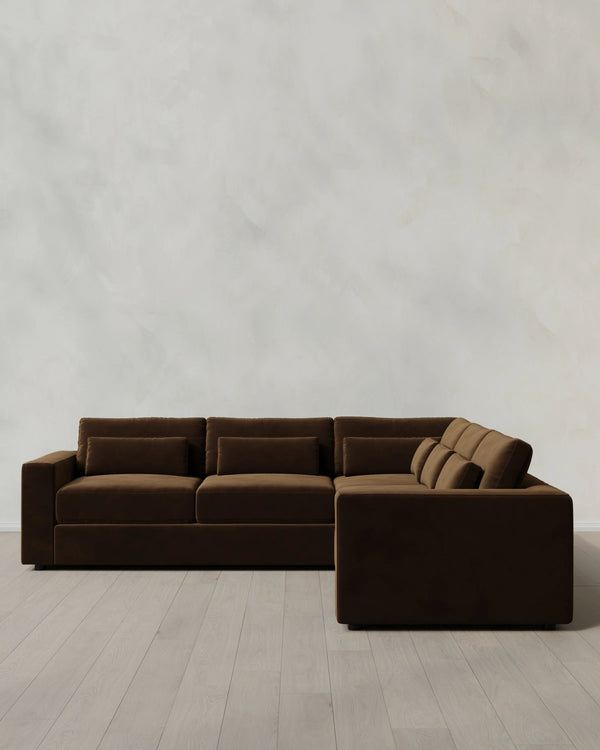 Ashford Deep Seat L Sectional in Performance Velvet - 119x119 / Taupe