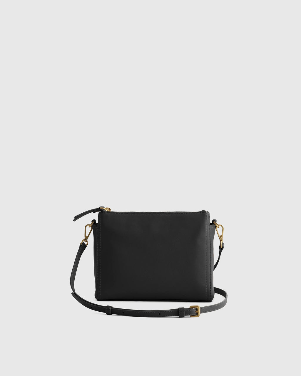 Italian Leather Triple Compartment Crossbody - One Size / Black