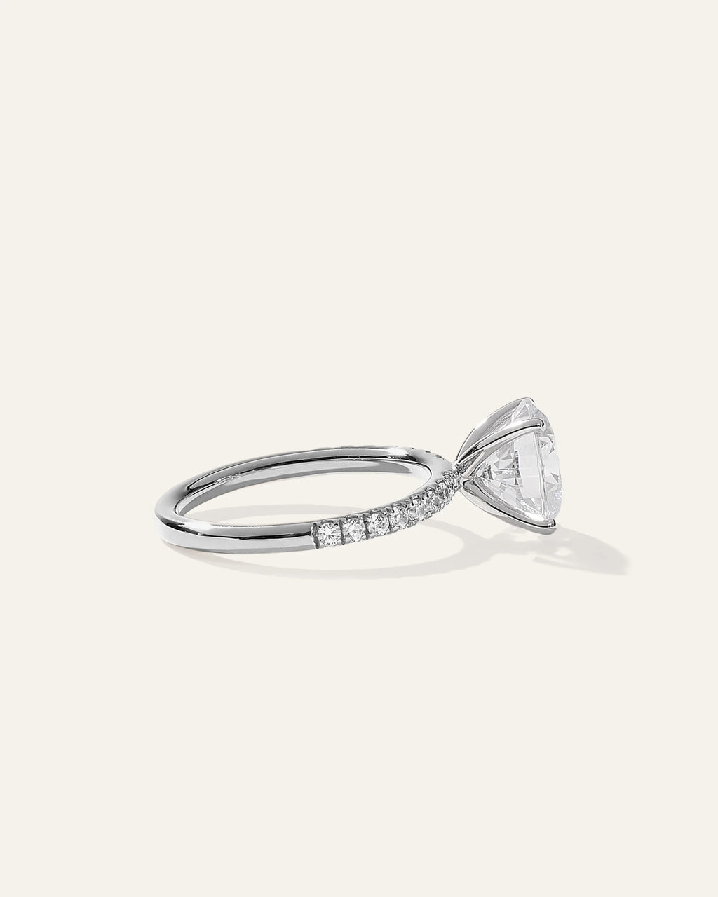 Lab Grown Diamond Round Petite Pave Engagement Ring - 3ct - 4 / Yellow Gold