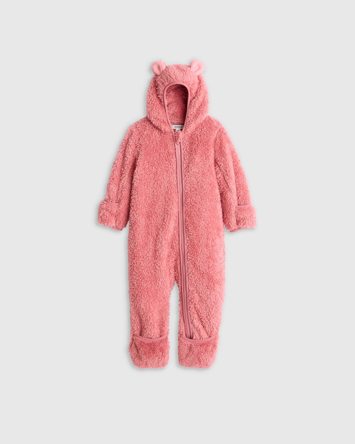 Recycled Sherpa Fleece Baby Bear Bunting - 0-3M / Dusty Rose Main image