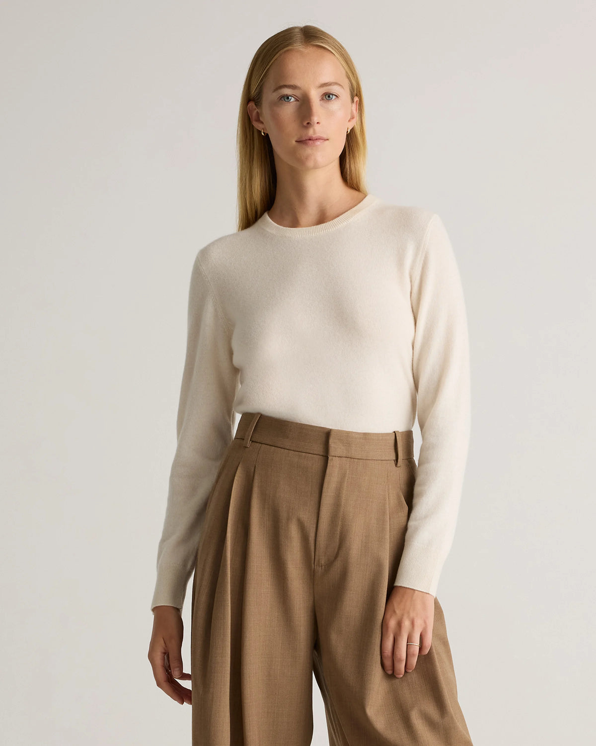 Mongolian Cashmere Crewneck Sweater - XS / Ivory Main image