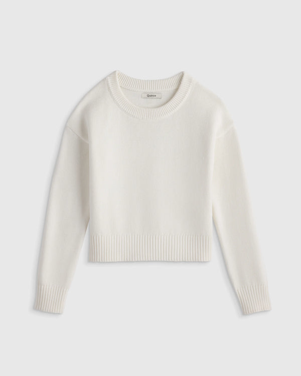 100% Organic Cotton Crewneck Sweater - 6 / Navy/White