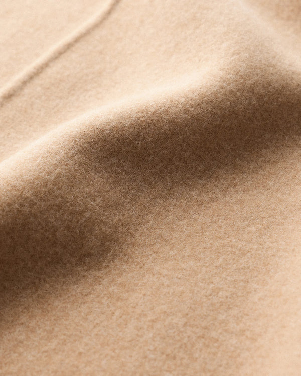 Double-Faced Merino Wool Draped Collar Wrap Coat - XS / Oat