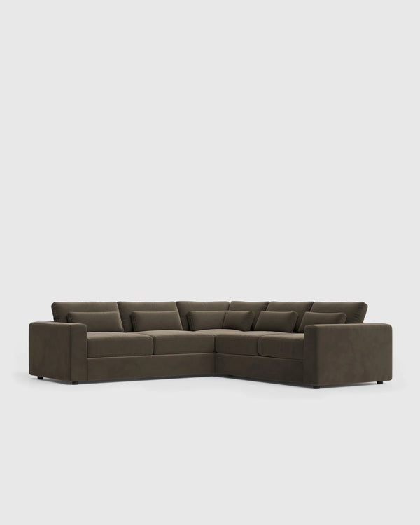 Ashford Deep Seat L Sectional in Performance Velvet - 119x119 / Taupe