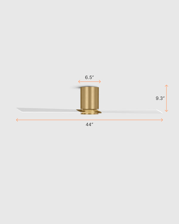 Minimalist Hugger Wood Blade Ceiling Fan - 44" / White