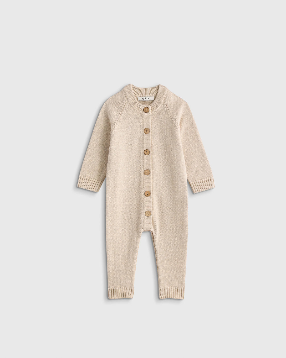 100% Organic Cotton Sweater Romper - 0-3M / Speckled Beige Main image