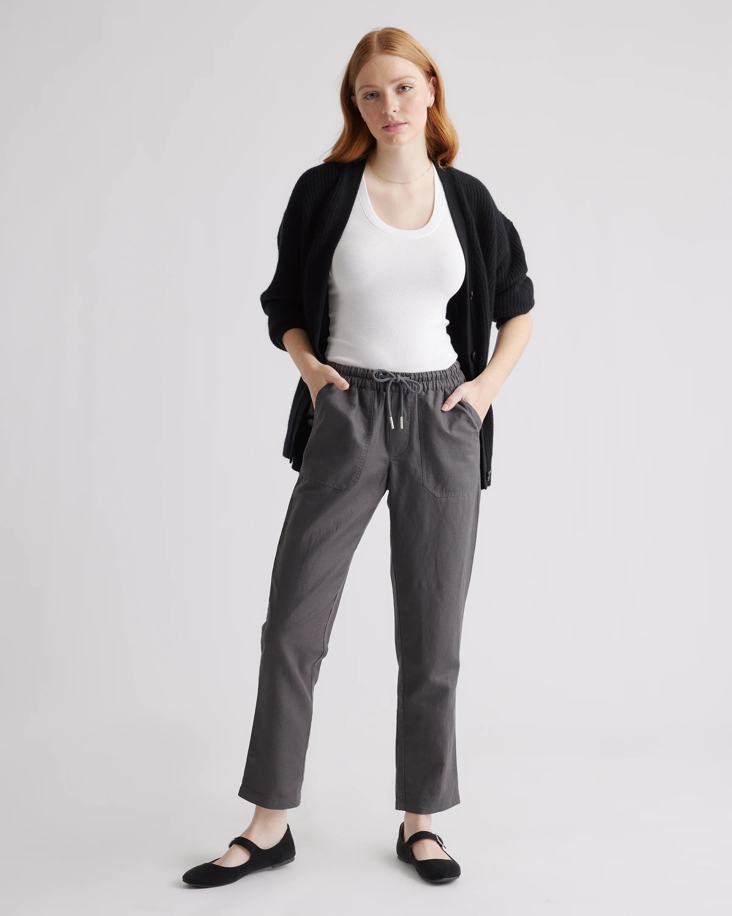 Cotton Linen Twill Straight Leg Pants - XS / Charcoal Secondary image