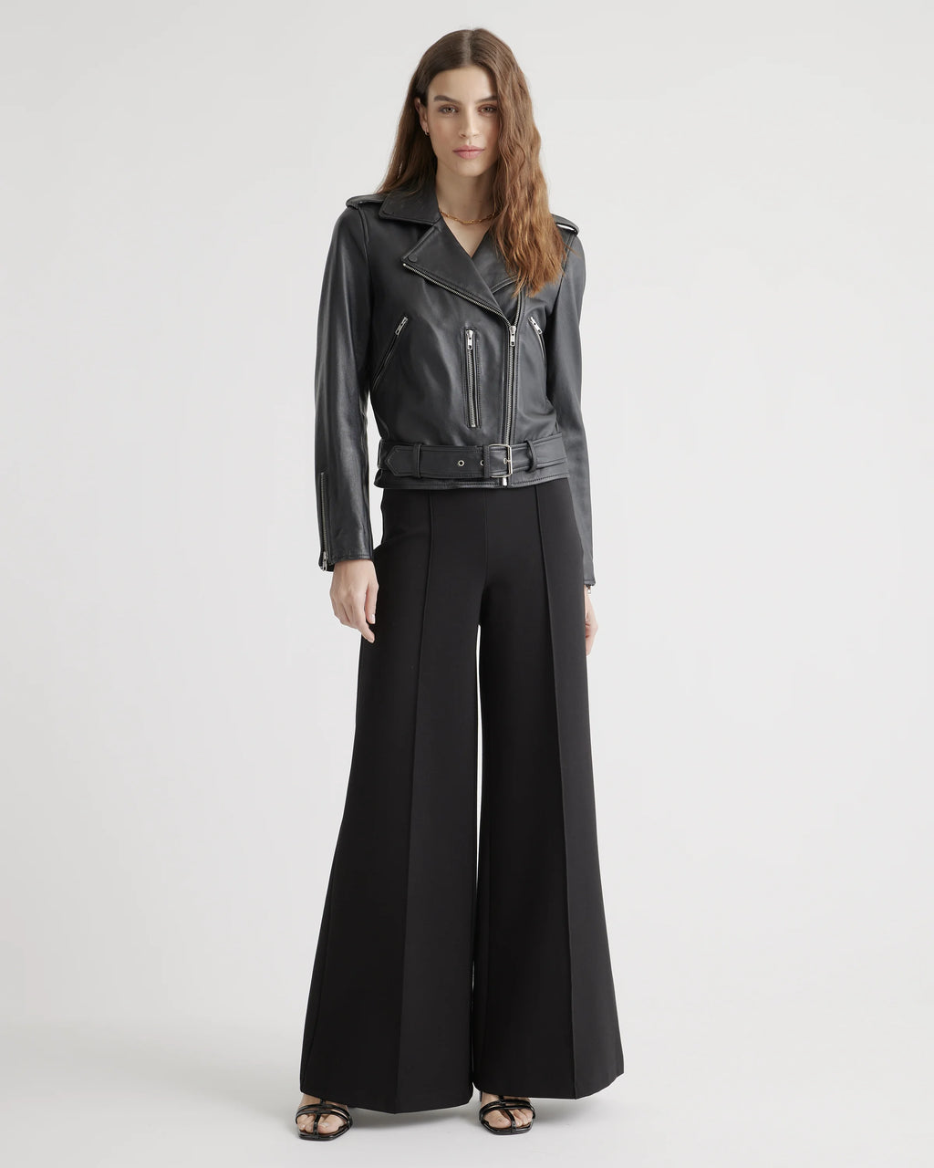 Ultra-Stretch Ponte Super Wide Leg Pants - XS / Black