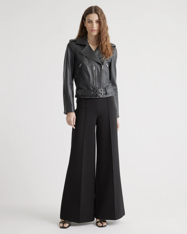 Ultra-Stretch Ponte Super Wide Leg Pants - XS / Black