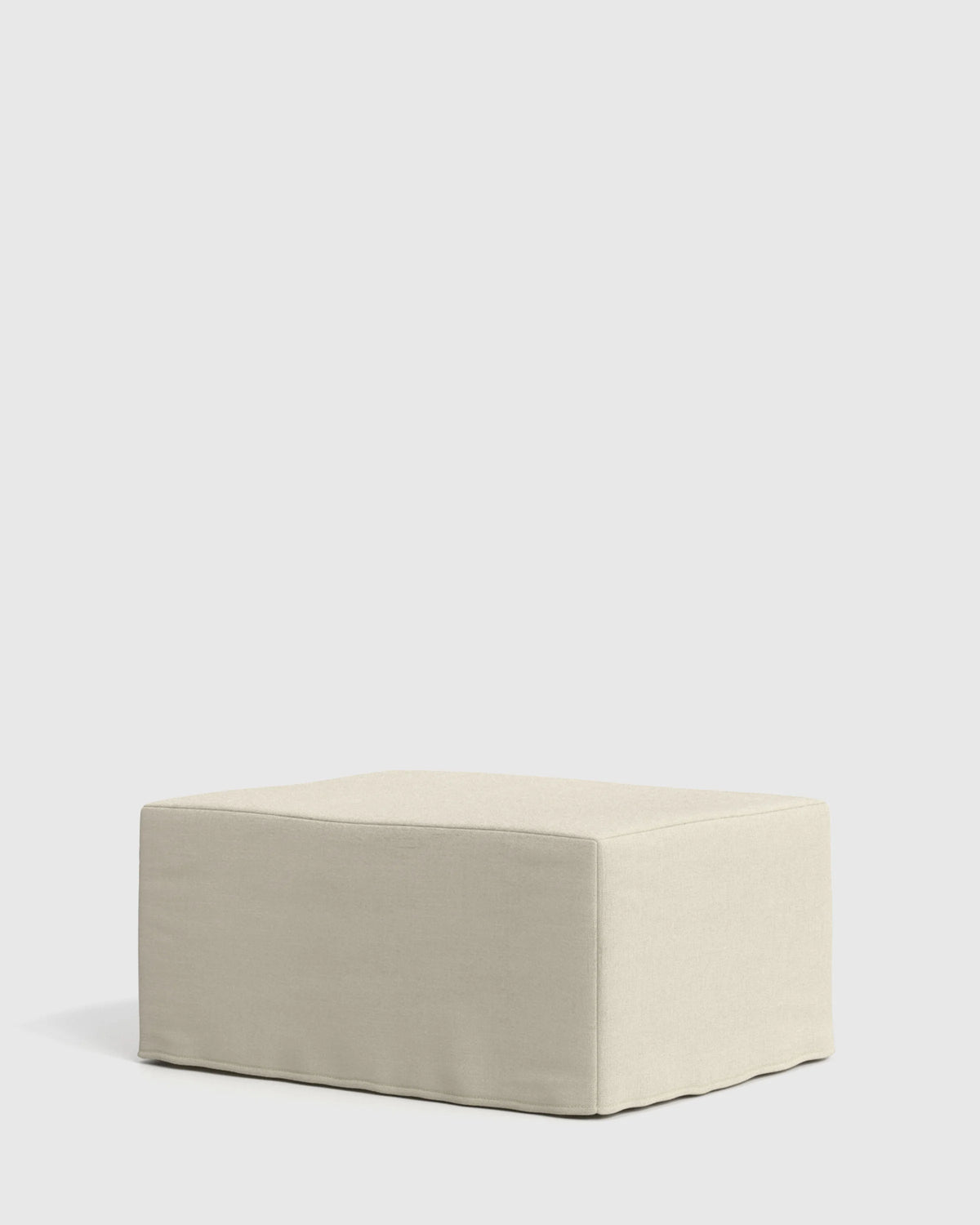 Ellery Slipcover Ottoman in Performance Linen - One Size / Sand
