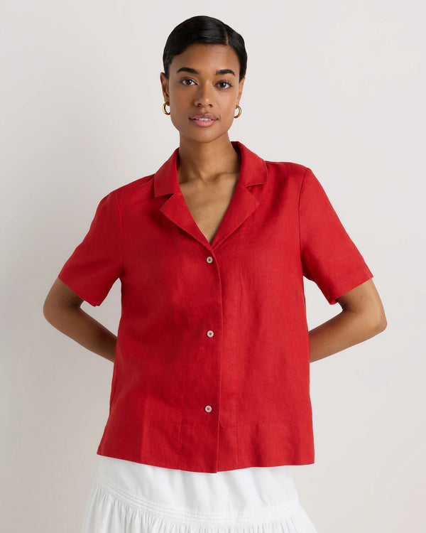 100% European Linen Short Sleeve Shirt - XS / Moonstone Blue