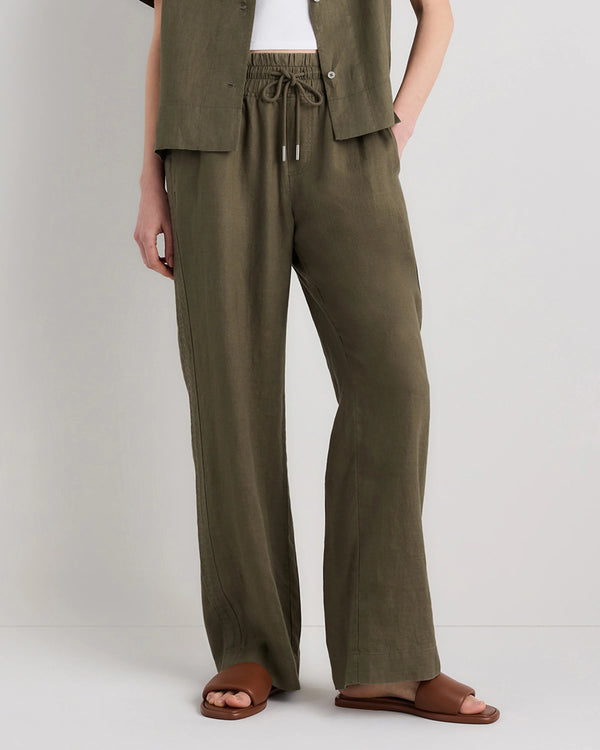 100% European Linen Wide Leg Pants - XS / Flax