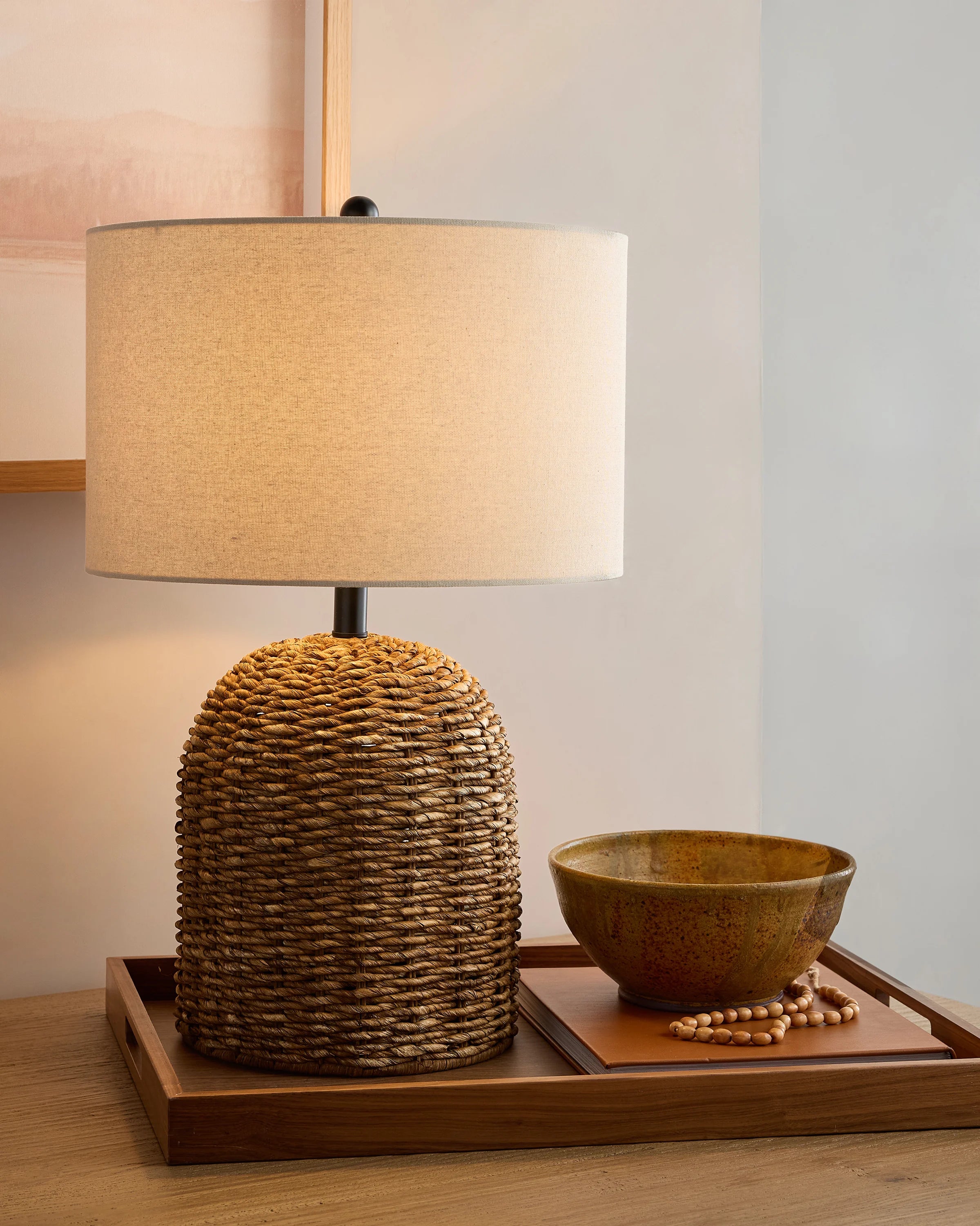 Arched Seagrass Table Lamp - One Size / Brown Secondary image