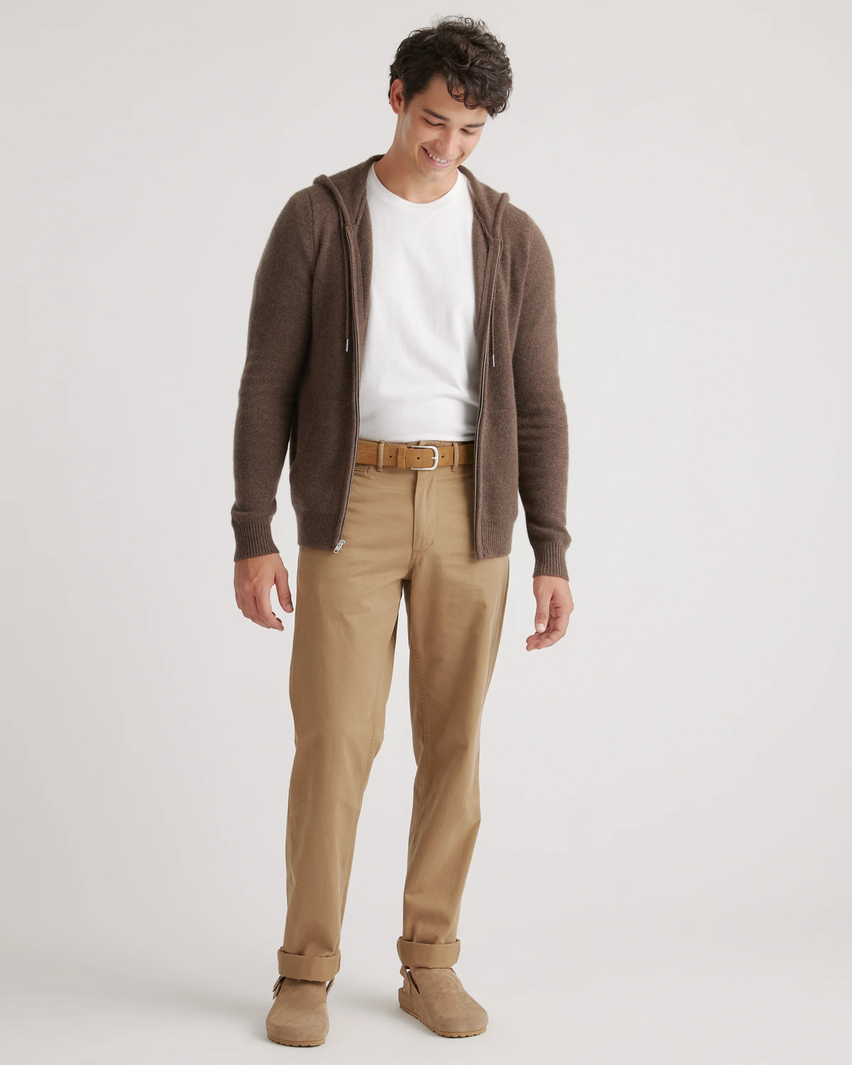 Mongolian Spring Cashmere Full-Zip Hoodie - S / Brown