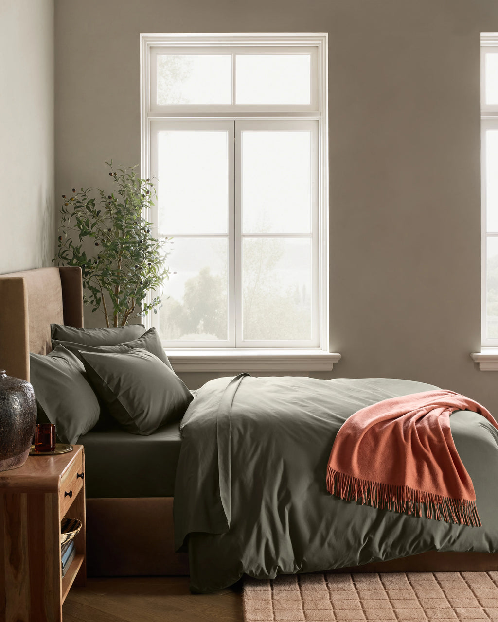 Organic Crisp Percale Duvet Cover Set - Twin / Espresso