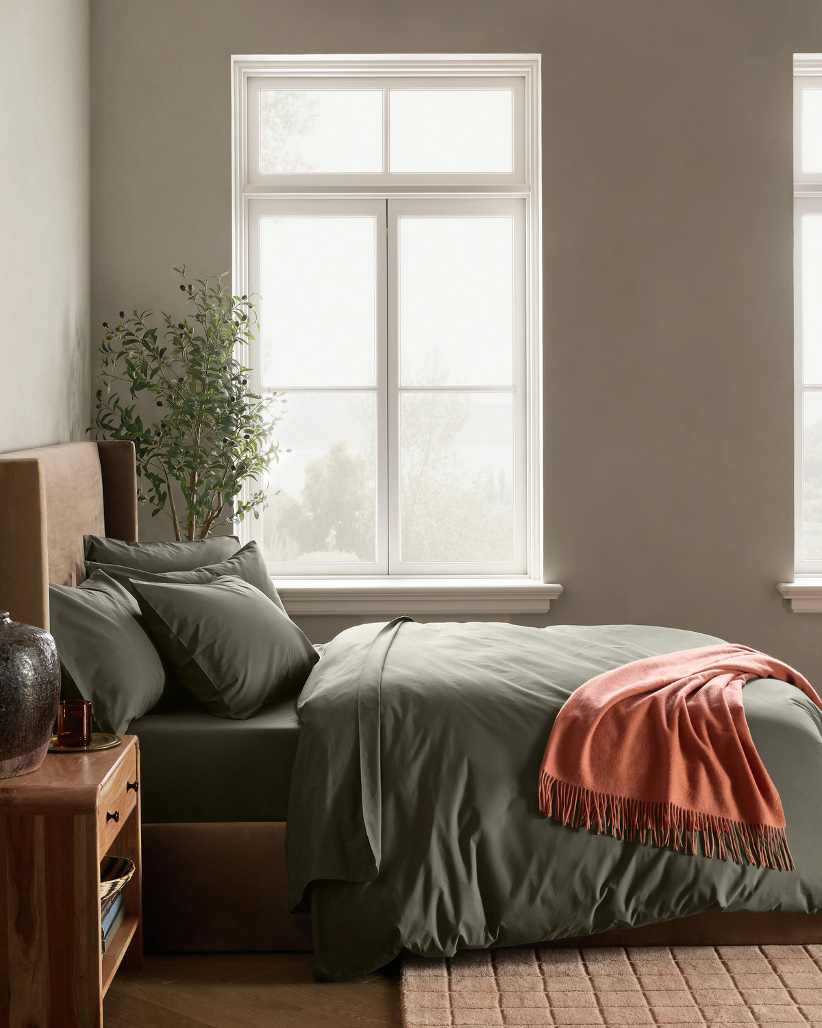 Organic Crisp Percale Duvet Cover Set - Twin / Espresso