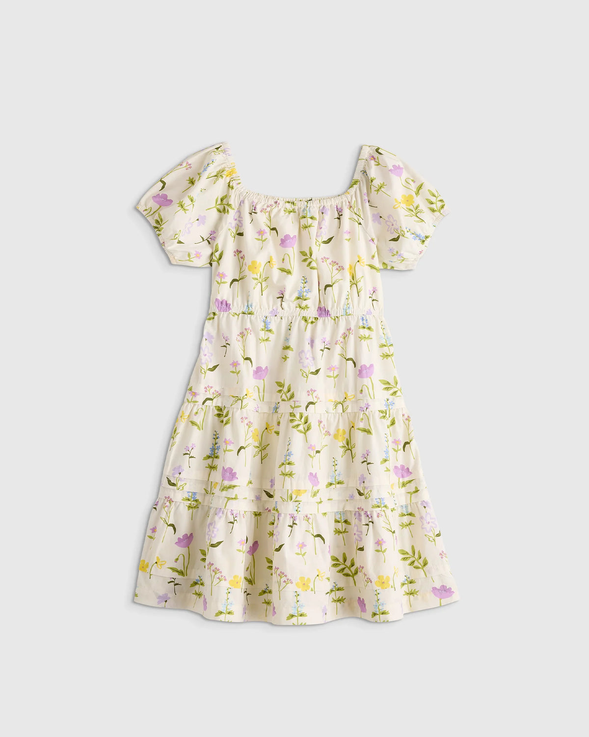 100% Organic Cotton Poplin Tiered Dress - 2T / Wildflower Botanical Main image