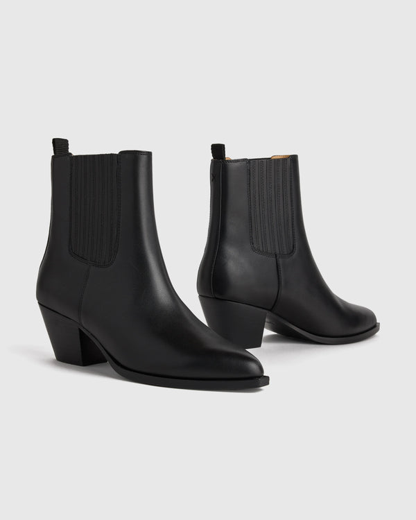 Italian Leather Western Chelsea Ankle Boot - 5 / Coffee Bean