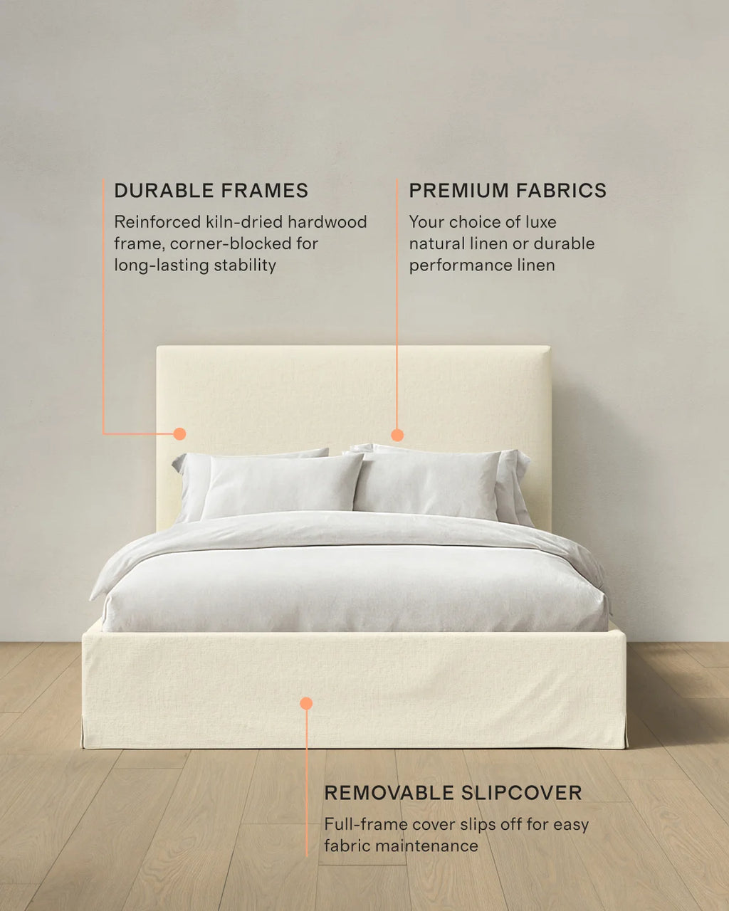 Slipcover Bed in Performance Linen - Full / Ivory