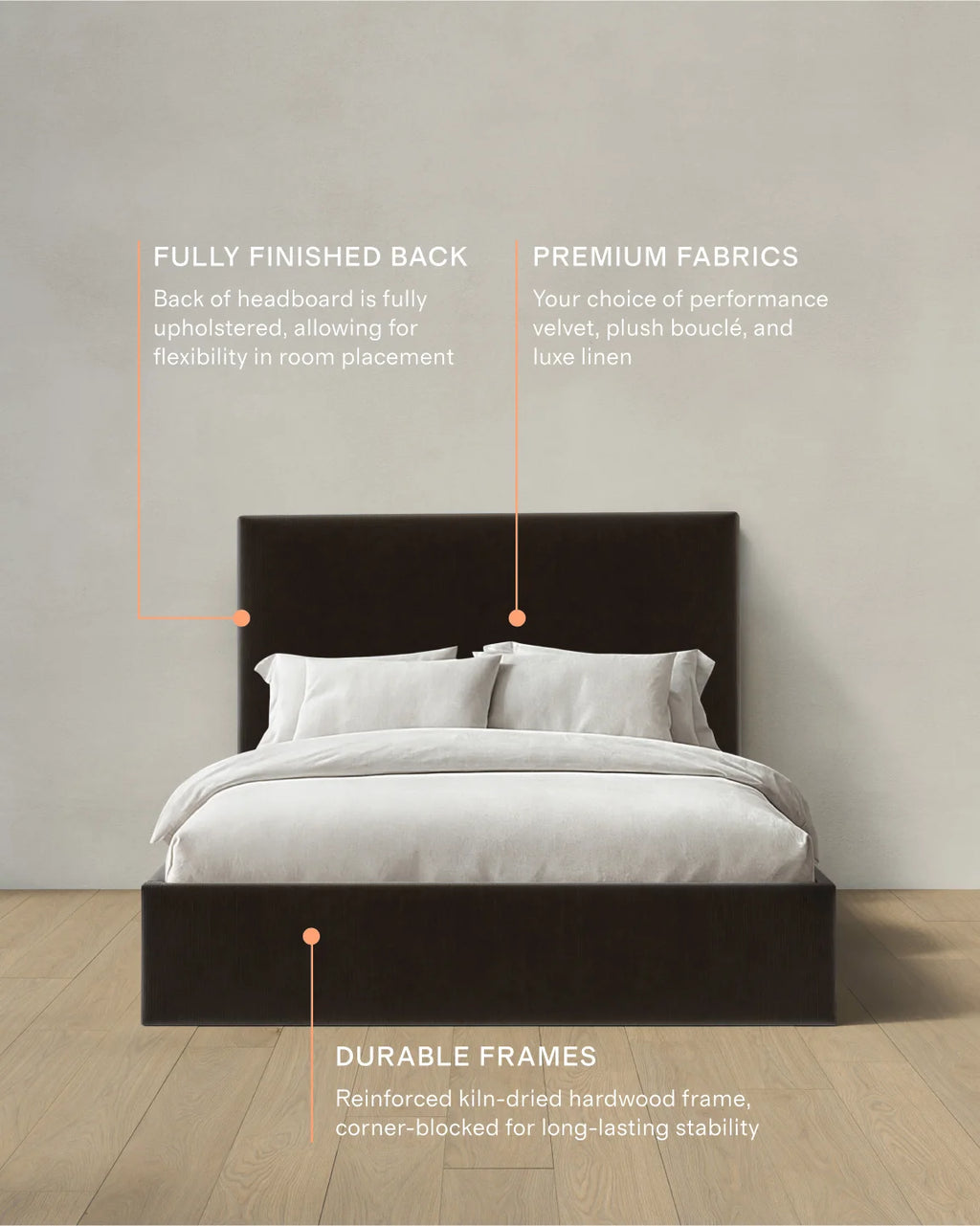 Square Bed in Performance Velvet - Full / Butterscotch