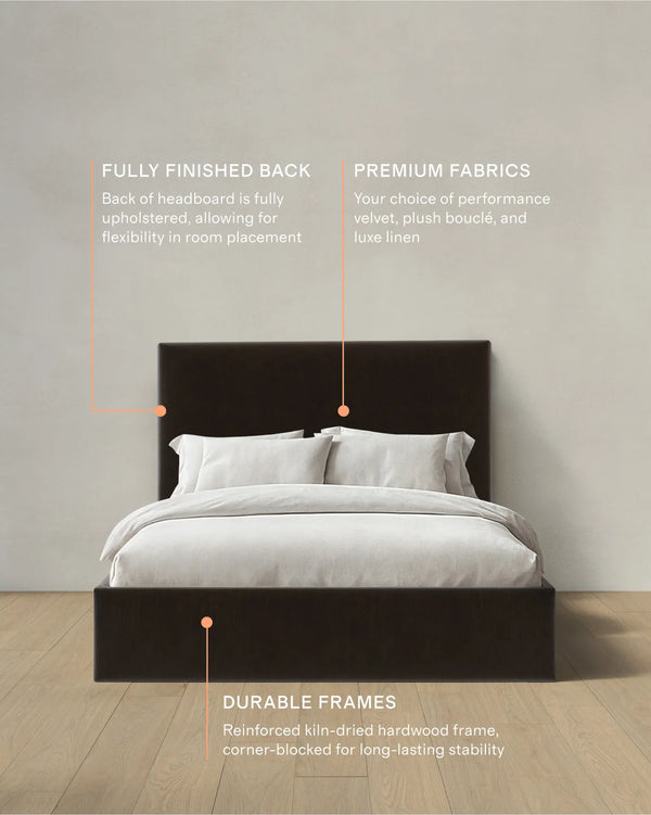 Square Bed in Performance Velvet - Full / Butterscotch