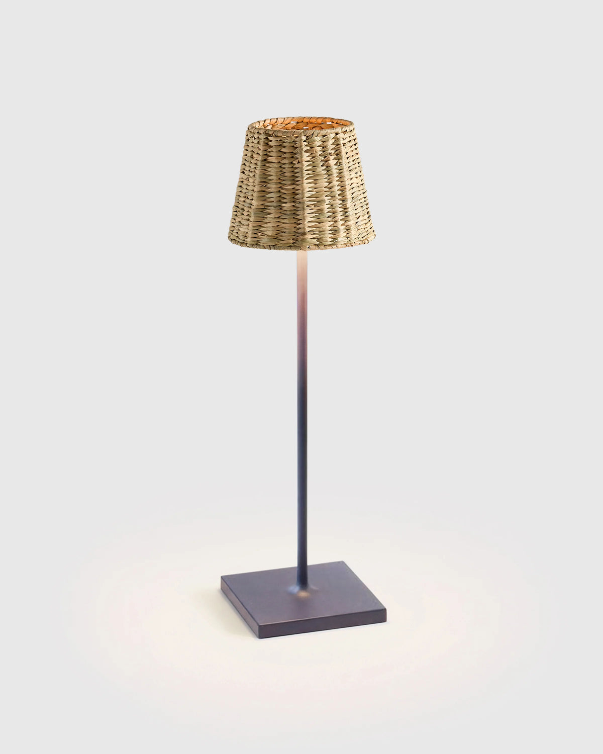Poldina Pro Rechargeable Table Lamp with Seagrass Shade by Zafferano - Regular / White