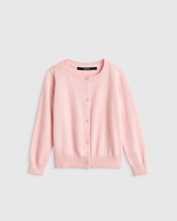 100% Organic Cotton Crewneck Cardigan - 2T / Ivory