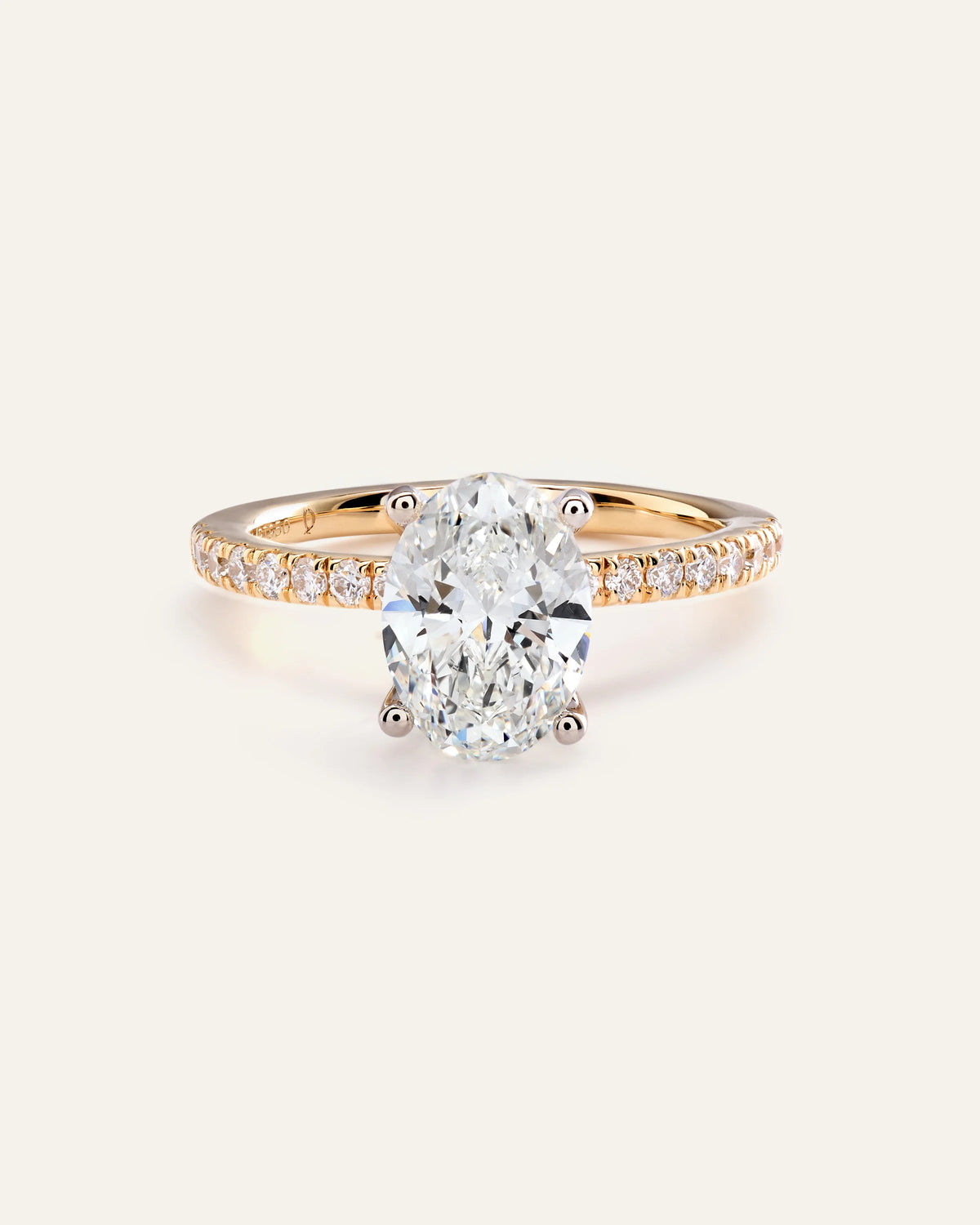 Lab Grown Diamond Oval Petite Pave Engagement Ring - 2.5ct - 4 / Yellow Gold Main image