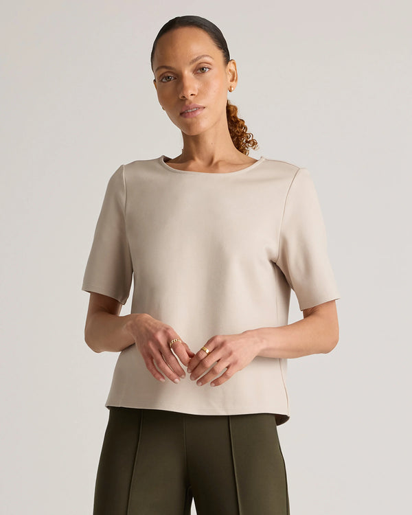 Ultra-Stretch Ponte Short Sleeve Top - XS / Black