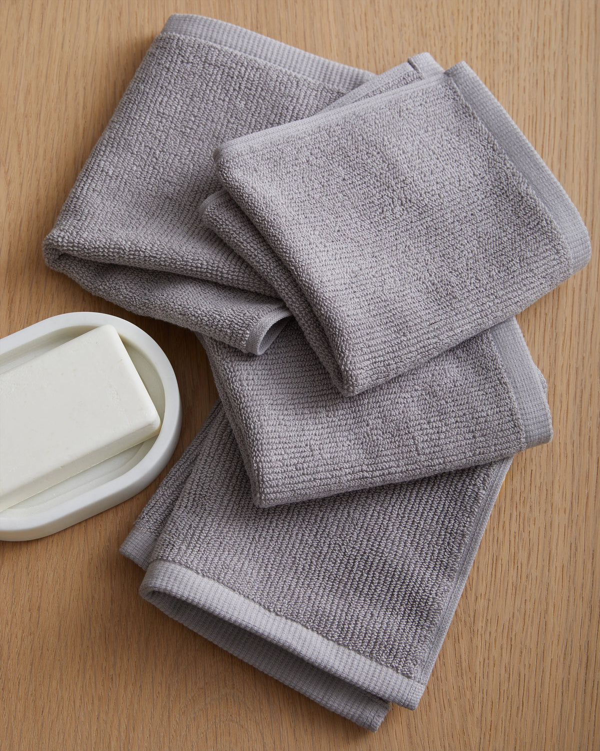 Turkish Ribbed Quick Dry Washcloth (Set of 4) - One Size / Mineral