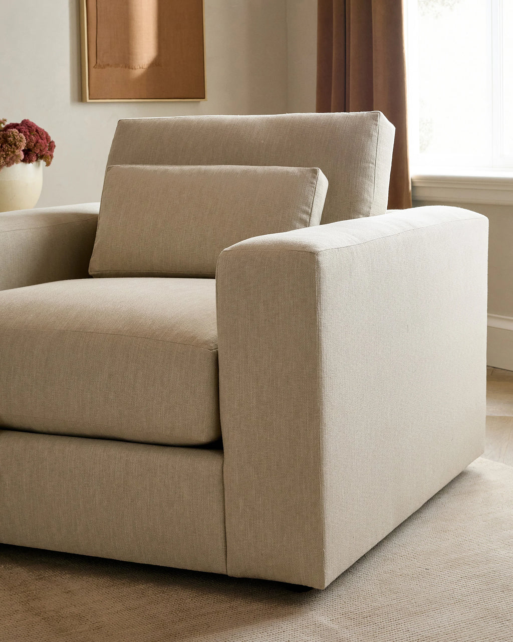 Ashford Deep Seat Chair and a Half in Performance Chenille Linen Blend - 46" / Snow