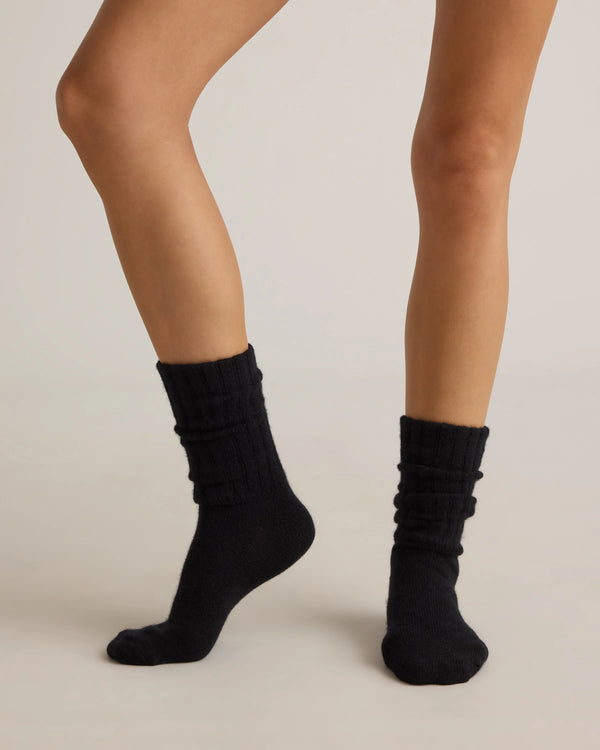 Mongolian Cashmere Slouch Sock - XS/S / Ivory