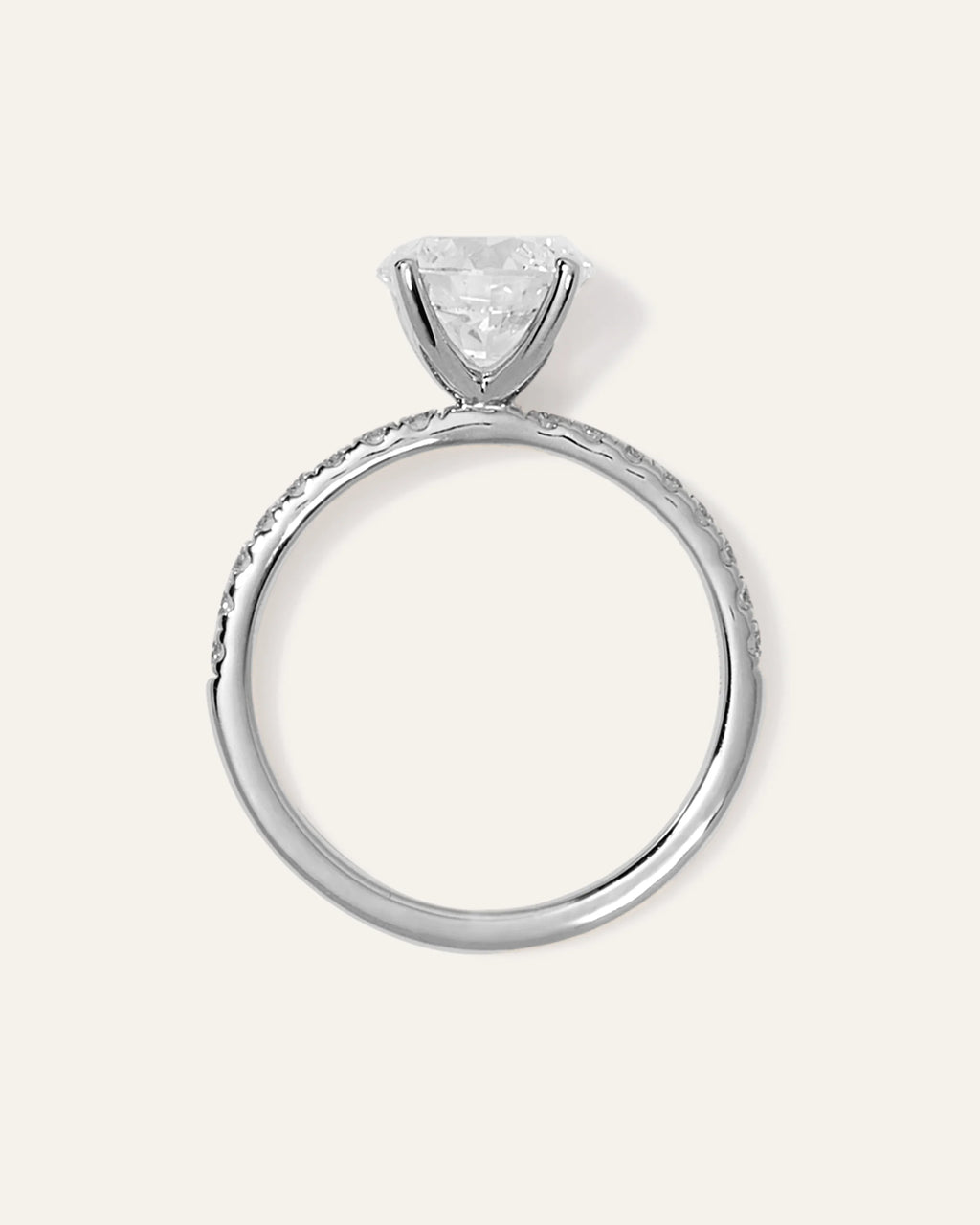 Lab Grown Diamond Round Petite Pave Engagement Ring - 2ct - 4 / Yellow Gold