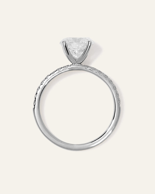 Lab Grown Diamond Round Petite Pave Engagement Ring - 2ct - 4 / Yellow Gold
