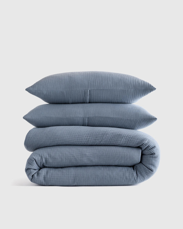 Organic Cotton Gauze Duvet Cover Set - Twin / Dried Sage