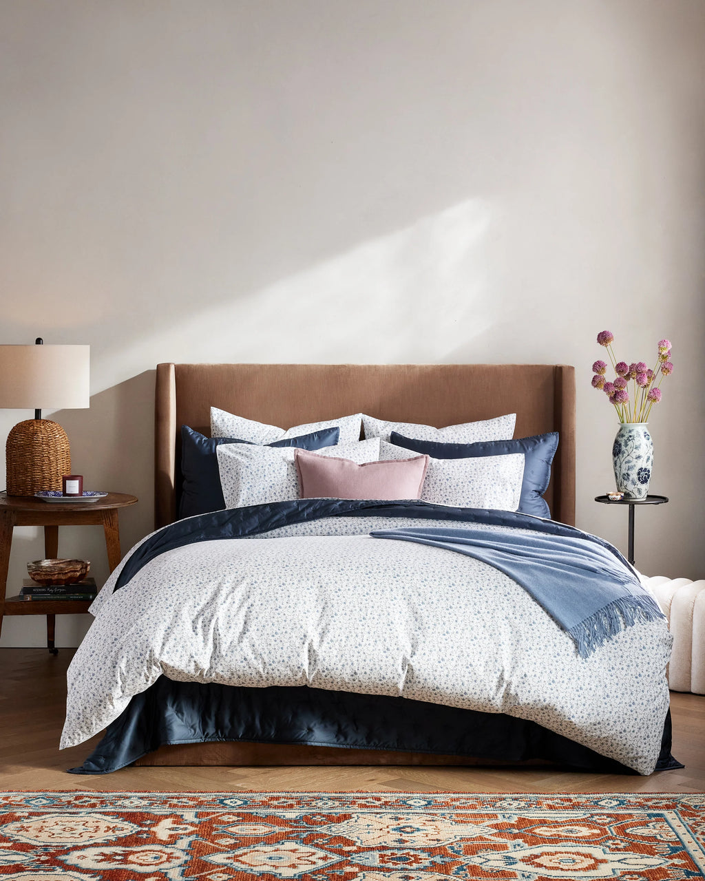 Organic Crisp Percale Floral Sham Set - Standard / Toffee Florette