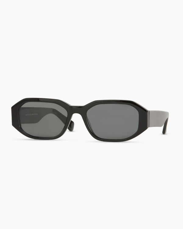 Cora Polarized Acetate Sunglasses - Wide / Black with Grey lens