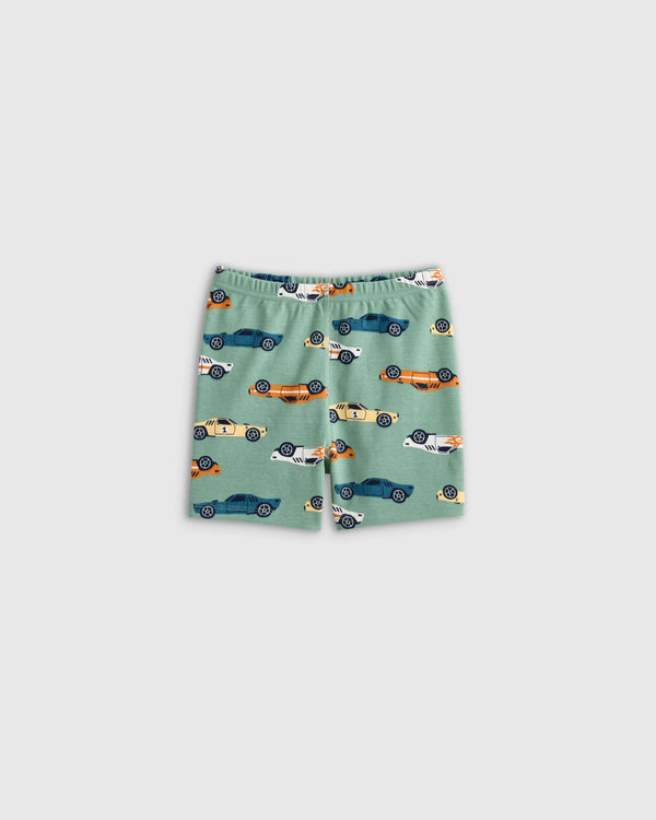 100% Organic Cotton Short Sleeve and Shorts Pajama Set - 6 / Navy Stripe