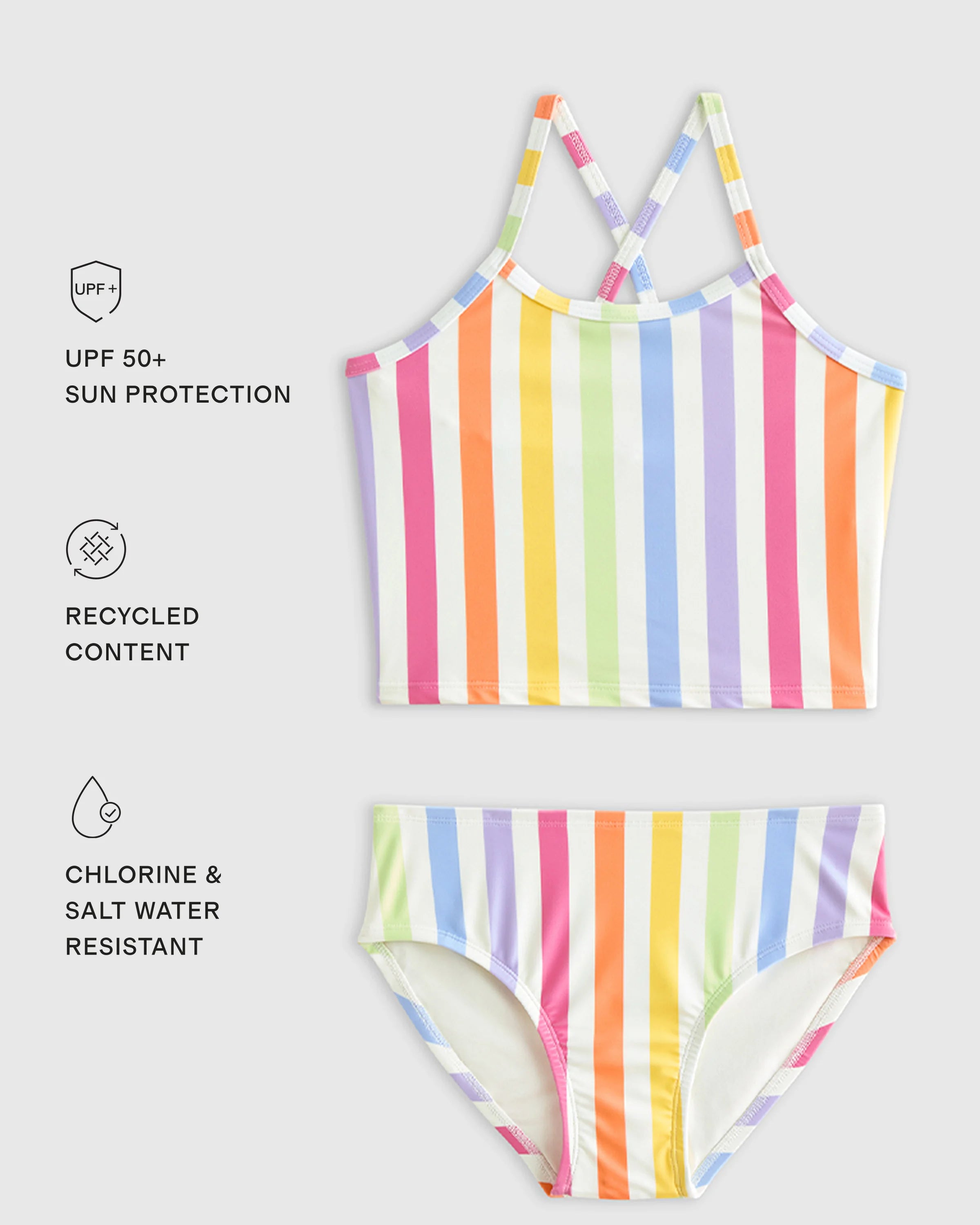 Tankini and Long Sleeve Raglan Rash Guard Set - 6 / Rainbow Stripe Secondary image
