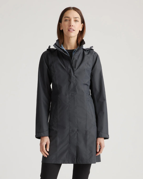Weather Proof Long Rain Shell Jacket - XS / Ink Blue