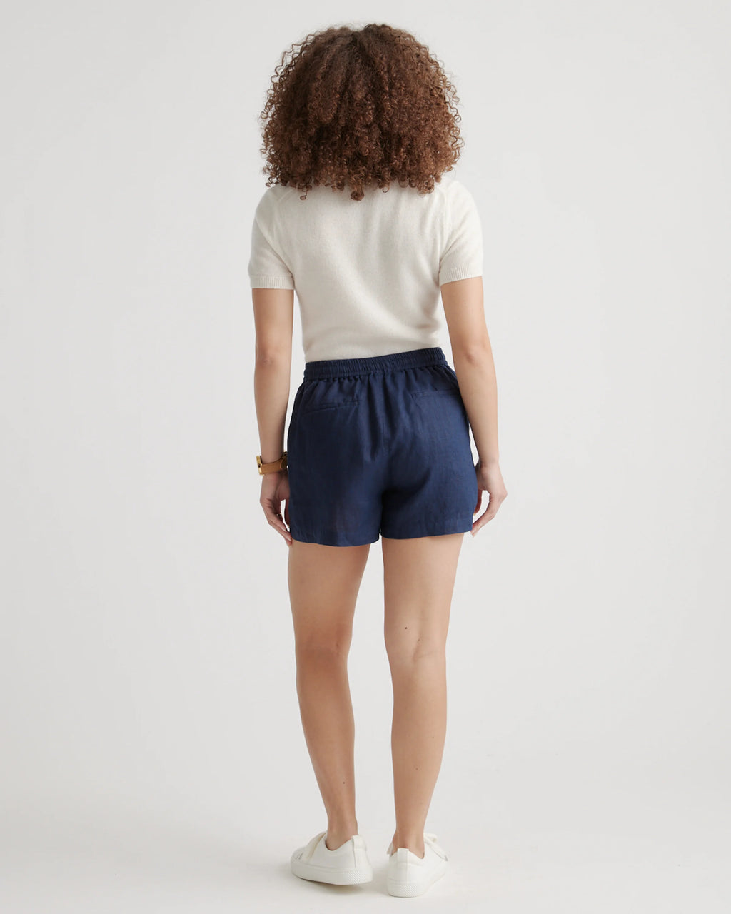 100% European Linen Shorts - XS / Taupe Brown Gingham