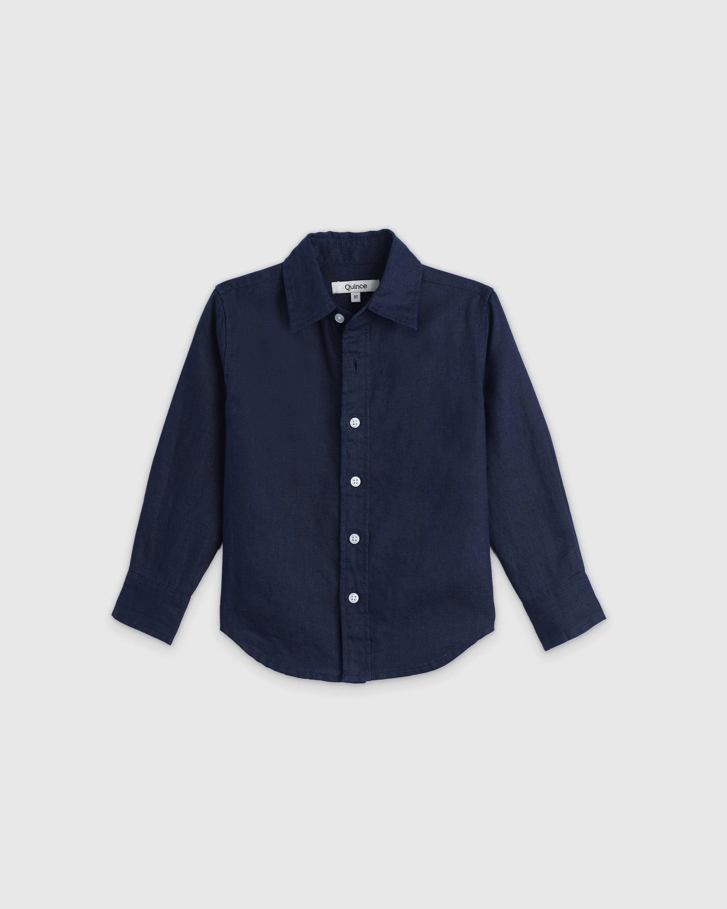 100% European Linen Long Sleeve Shirt - 2T / Sky Blue Mariner Stripe Secondary image