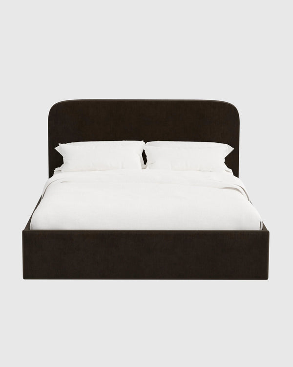 Curved Bed in Performance Velvet - Full / Walnut