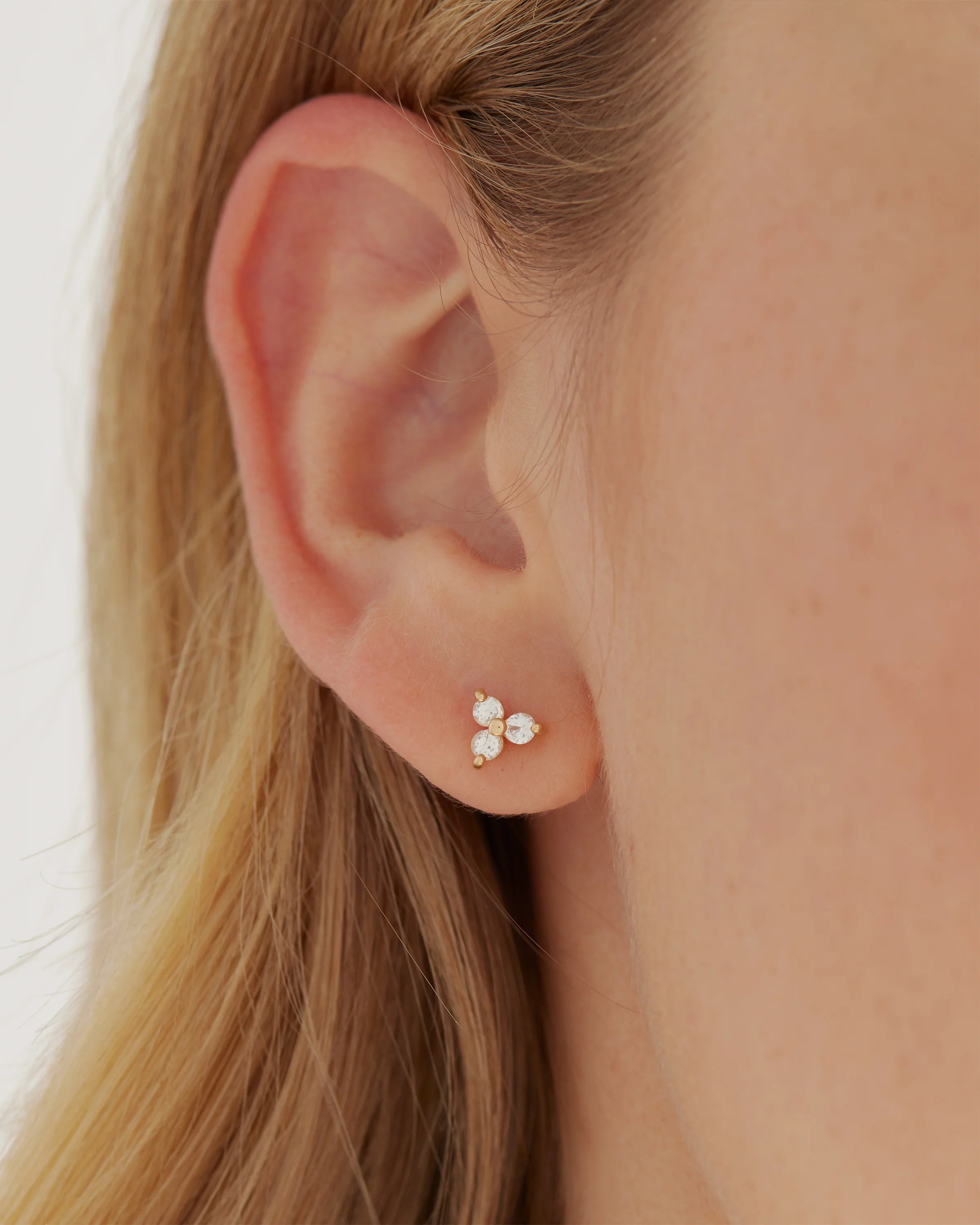 White Sapphire Triad Studs - One Size / Gold Vermeil Secondary image